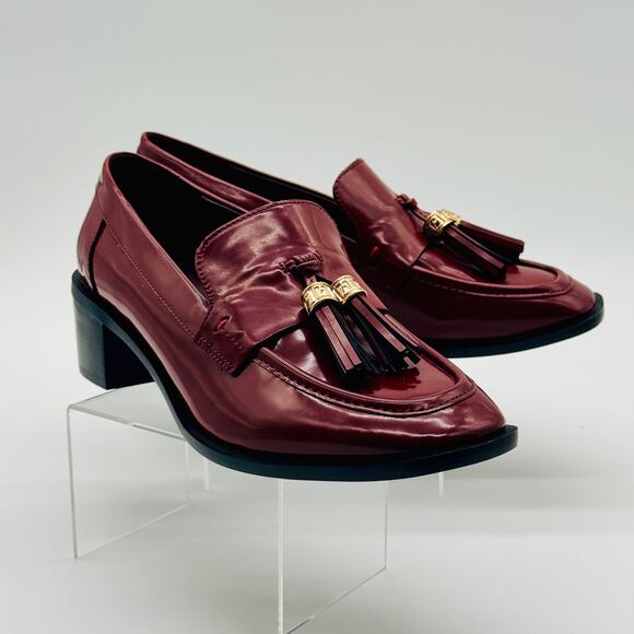 Franco Sarto Donna Heeled Office Holiday Loafer In Claret Red Size 7.5 - Picture 1 of 10